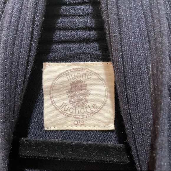 Muche et Muchette Ruffled Open cardigan Sweater Navy Blue One Size - Picture 6 of 7